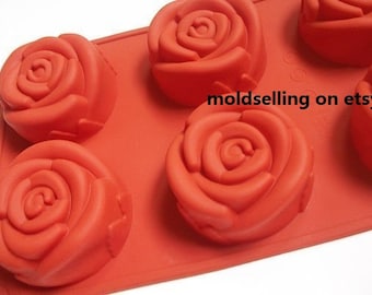 6-Rose Flower Cake Mold Soap Mold Silicone Mold Soap Mould Biscuit Mold polymer clay mold Chocolate Mold Resin Fimo Mold