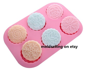 Round Floral Cake Mold Mooncake Mold Soap Mold Silicone Mold Soap Mould Biscuit Mold Baking Tool