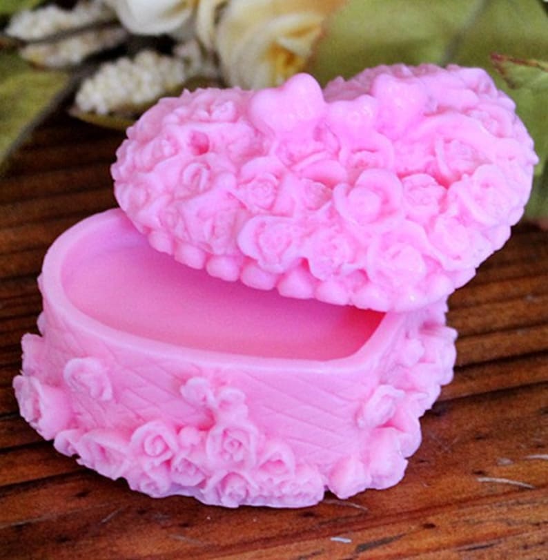 Rose Flower Heart Box Candle Mold Rose Soap Mold Silicone Mold Etsy