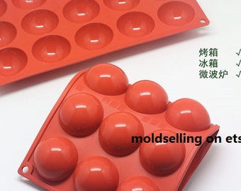 15-Round Ball Mold Pudding Mold Cake Mold Bakeware Silicone Mold Soap Mould Biscuit Mold polymer clay mold Chocolate Mold Resin Fimo Mold