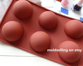 6-Round Ball 70mm Hemisphere Cake Mold Soap Mold Silicone Mold sphere mold hot chocolate bombs Biscuit Mold Baking Tool DIY Bakeware