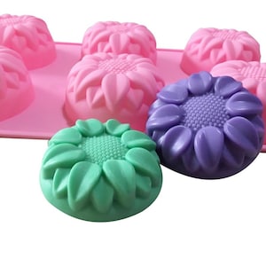 6-Sunflower Flower Soap Mold Cake Mold Silicone Mold Soap Mould Biscuit Mold Baking Tool DIY Bakeware Resin Polymer Clay mold Resin Fimo
