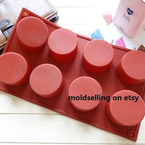 Molde de pastel cilíndrico de 8 redondos, molde de jabón de silicona, molde de jabón, molde para galletas, herramienta para hornear, utensilios para hornear DIY