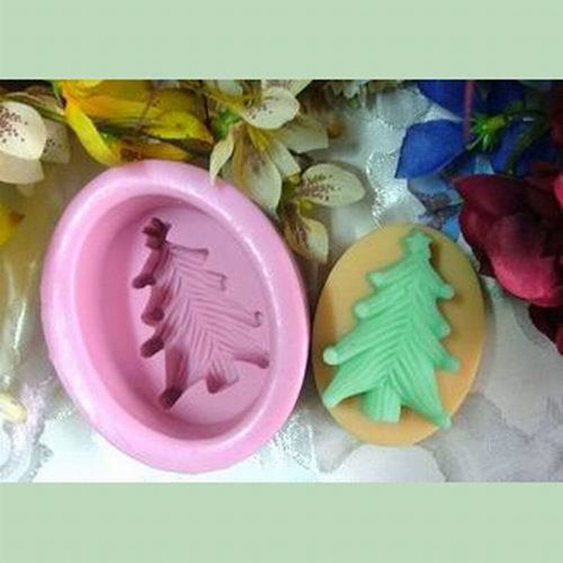 Oval Christmas Tree Soap Mold Flexible Silicone Mold Candy Etsy