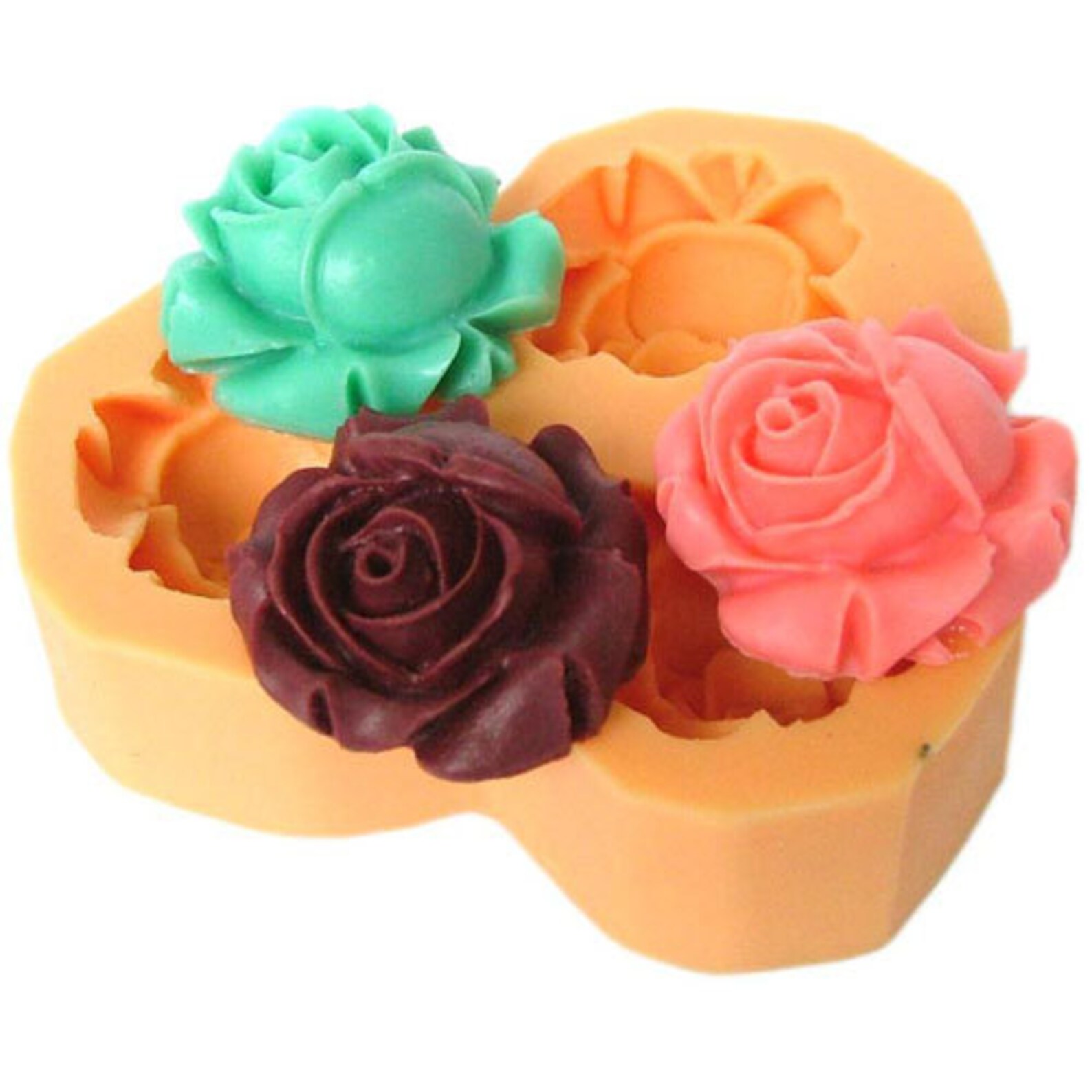 3rose Flower Resin Mold Fondant Mold Flexible Silicone Mould Etsy