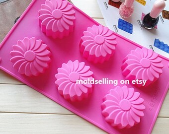 6-Flower Floral Soap Mold Cake Mold Silicone Mold Soap Mould Biscuit Mold Baking Tool DIY Bakeware