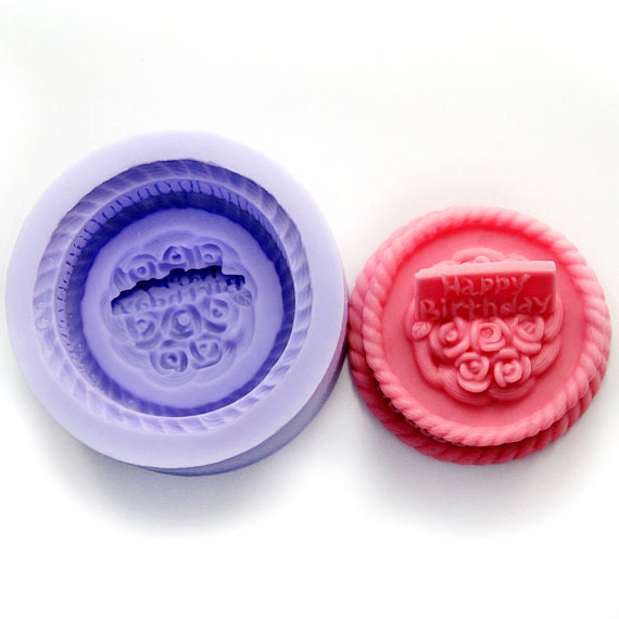 Happy Birthday Cake Candle Mold Rose Soap Mold Silicone Mold Etsy