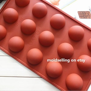 SALE 15-Round Ball Hemisphere Cake Mold Soap Mold Silicone Mold Soap Mould Biscuit Mold polymer clay mold Chocolate Mold Resin Fimo Mold