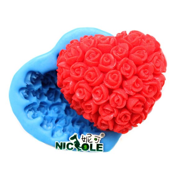 Rose flower Heart Soap Mold Flexible Silicone Mold Candy Chocolate Mold Soap Mold Polymer Clay Mold Resin Mold Baking Tools R0461