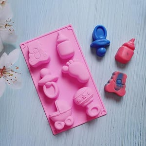 Stroller bottle little feet Cake Mold Soap Mold Silicone Mold Soap Mould Biscuit Mold polymer clay mold Chocolate Mold Resin Fimo Mold