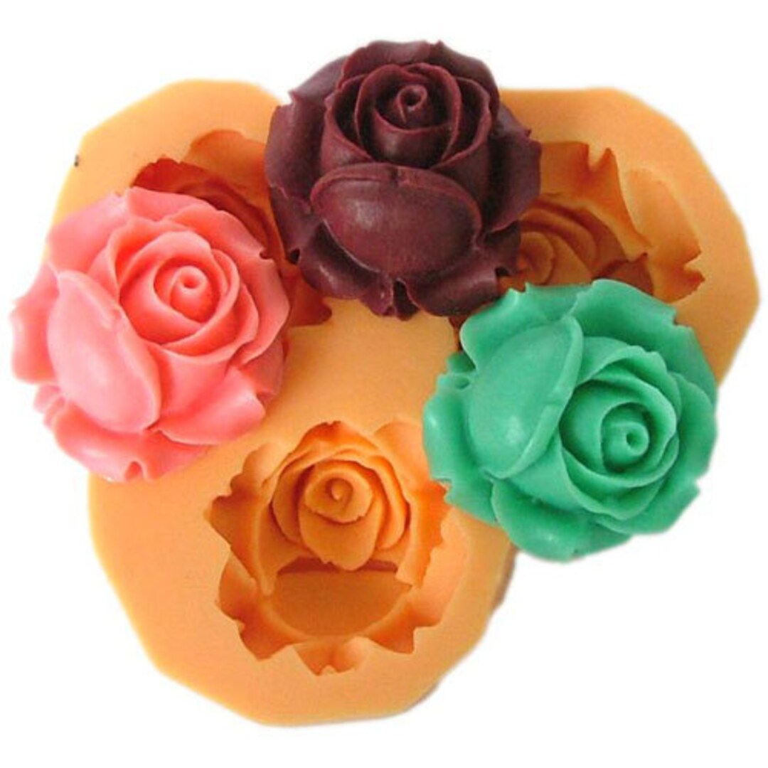 3-rose Flower Resin Mold Fondant Mold Flexible Silicone Mould Resin Mold  Polymer Clay Mold F0041 