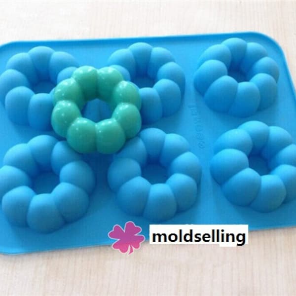 6 cavités beignet fleur gâteau moule savon moule Silicone moule Biscuit moule cuisson outil Fondant moule résine Fimo moule gelée moule