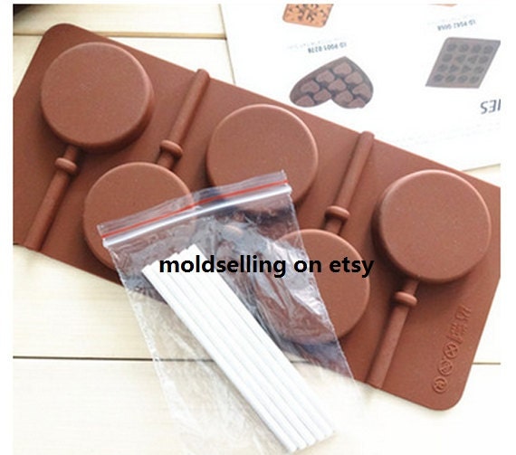 Popfeel Silicone Lollipop Molds,Chocolate Hard Candy Mold 2 inch Lollypop Candy Treat, Size: 23.8, Style C