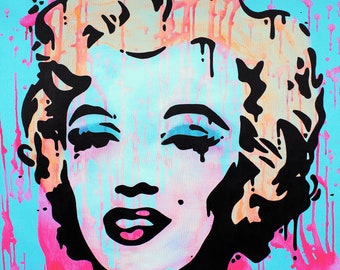 Marilyn Monroe (Andy Warhol Homage) - Original Pop Art Painting By Babes Kopp - Celebrity Portrait