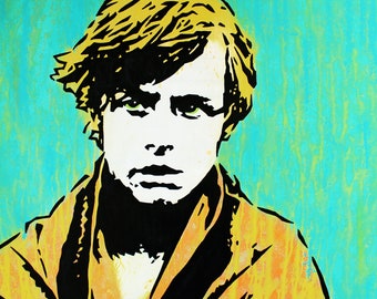 Star Wars: Luke Skywalker (Mark Hamill) - Original Pop Art Painting By Babes Kopp - Movie Portrait
