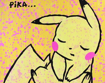 Pokemon: Pikachu - Original Pop Art Painting By Babes Kopp - Nintendo Video Game Portrait