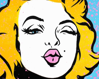 Marilyn Monroe - Original Pop Art Painting By Babes Kopp - Celebrity Andy Warhol Portrait