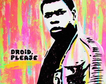 Star Wars: Finn (Droid Please) - Original Pop Art Painting By Babes Kopp - Movie Portrait