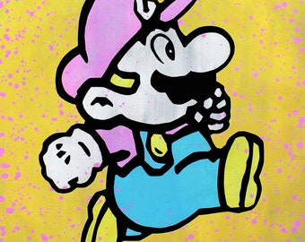 Super Mario - Original Pop Art Painting By Babes Kopp - Nintendo Video Game Portrait