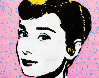 Audrey Hepburn - Original Pop Art Painting By Babes Kopp - Celebrity Portrait