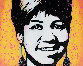 Aretha Franklin - Original Pop Art Painting By Babes Kopp - Music Celebrity Portrait