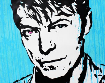 David Bowie: Black Tie White Noise - Original Pop Art Painting By Babes Kopp - Music Legend Portrait
