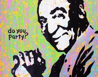 Bill Cosby (Do You Party?) - Original Pop Art Painting By Babes Kopp - Celebrity Satire Portrait