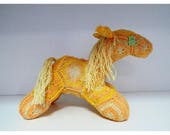 Lovely horse crocheted with the Happy African Flower Amigurumi horse gift for toddler accessory for a nursery or  kids bedroom CE certified