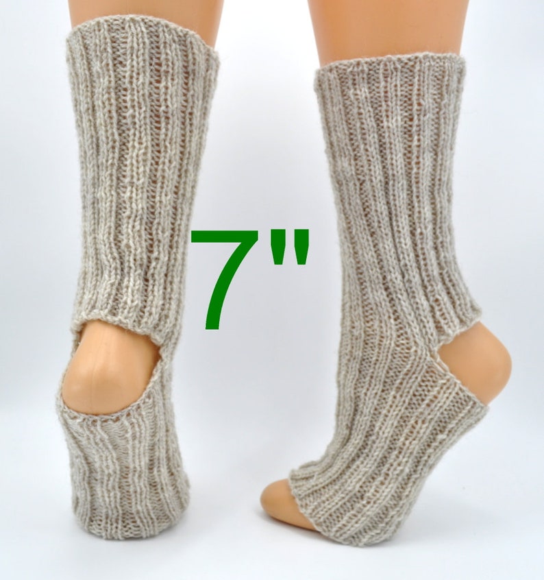 Beige Yoga Dance Excercise or Pilates Socks Knitted from image 0