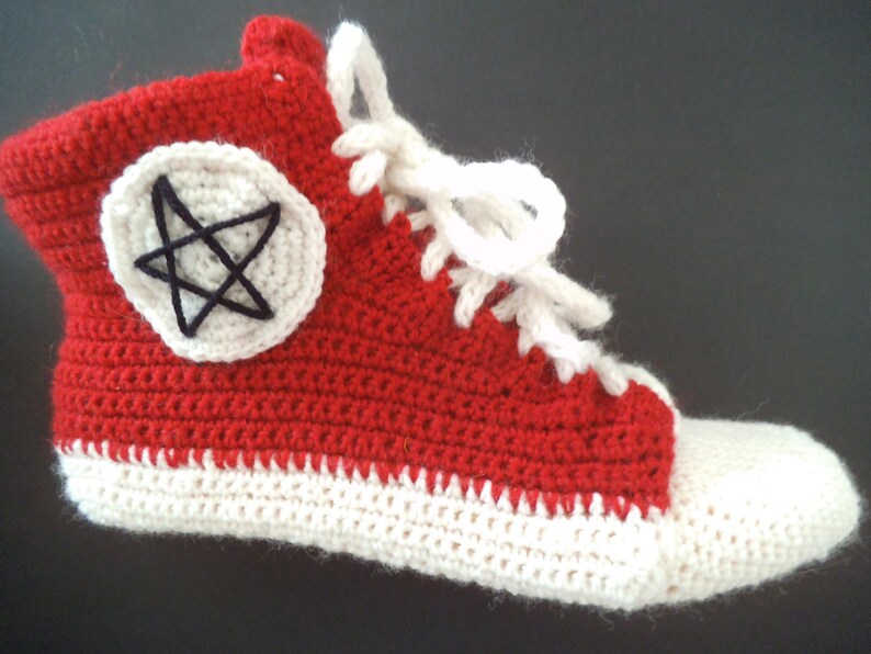 Crochet sneakers novelty slippers ankle wool socks red slippers crochet slippers fashion modern socks teen socks knit US 5-13