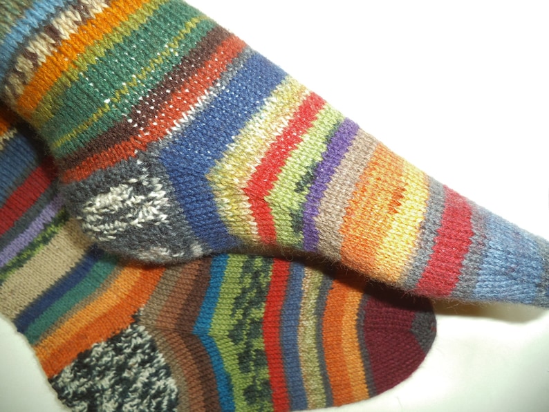 Hand knit warm wool socks OOAK socks Christmas gift image 0