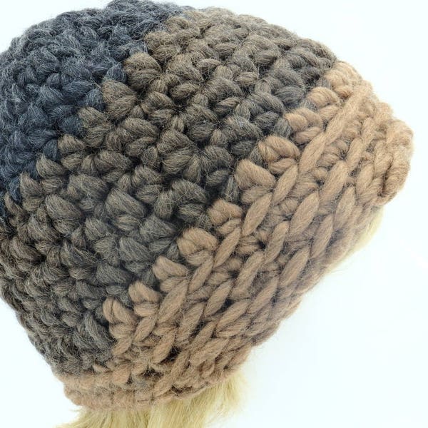 Sperrige Beanie Häkelartikel zum Verkauf Winter Wolle Beanie Mütze für Frauen gemütliche Beanie braun