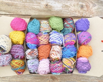 Mini Sock yarn kit on sale, scrappy yarn for socks to knit, gorgeous variegated wool kit to make fun socks