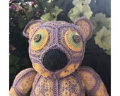 Lovely crocheted toy bear from granny squares, Ready to ship, amigurumi stuffed, modern design eco friendly animal art doll, CE certified