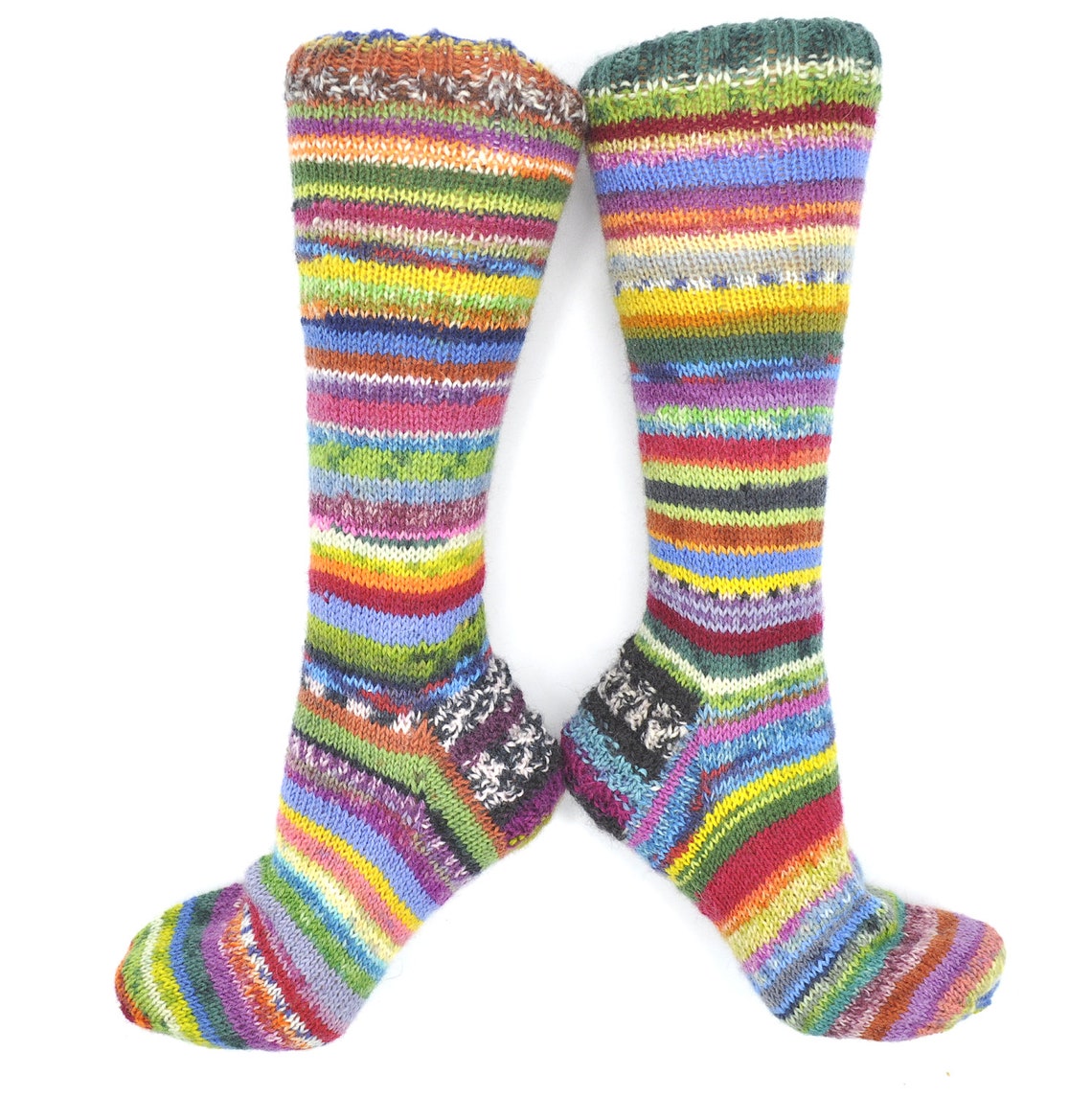 Hand Knit wool socks Mismatched socks for women Odd woolies Etsy