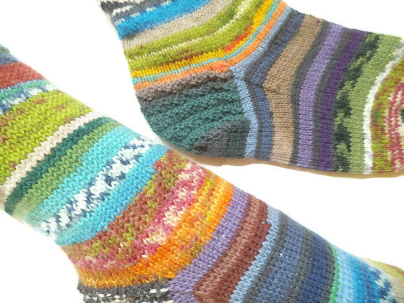 Hand knit socks Odd socks scrappy socks wool knit socks image 0