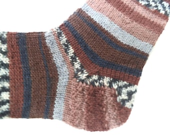 Teacher gift, Hand knitted soft wool brown socks women socks art women socks athletic socks print socks unique socks house socks boot socks