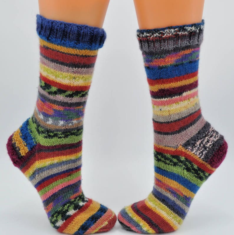 Cute hand knitted scrappy socks made from cozy wool image 0