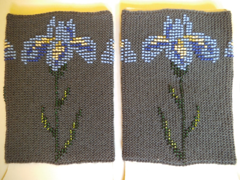 Short wrist warmers Knitted wrist warmers Beaded wrist image 0