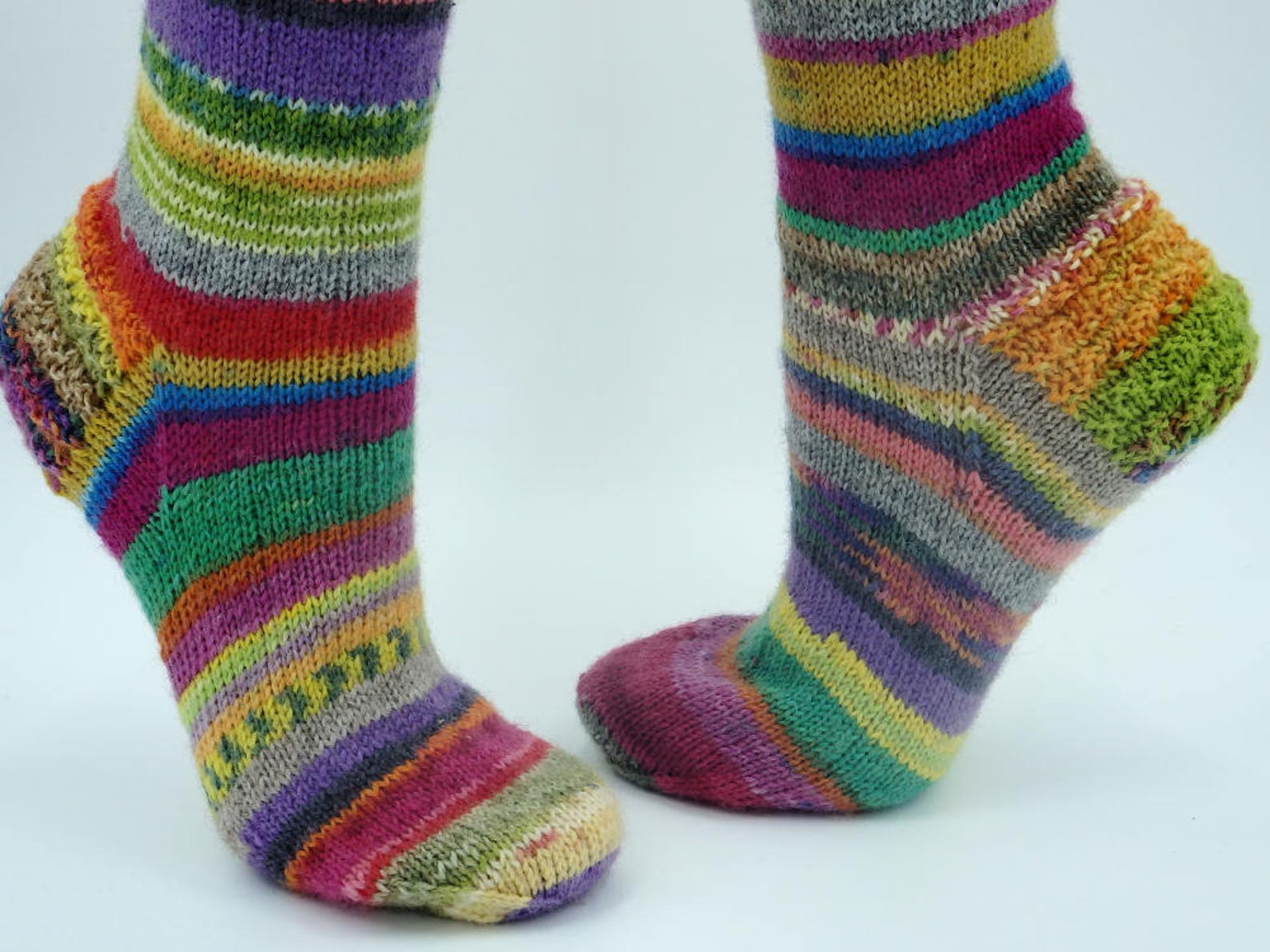 Wool socks for women US 5 13 mismatched bright stripe socks | Etsy