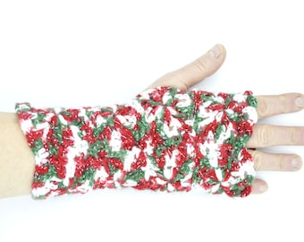 Women Christmas festive outfit women fingerless gloves Christmas colors gift for teacher mittens fingerless