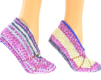 SALE Womens house slippers made from wool bed socks, sleeping socks ballet flat style hand knitted slippers Ready to ship sizes US 7 - 8 - 9