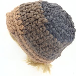 Bulky beanie Crochet items for sale winter wool beanie hat for women cozy beanie brown image 9