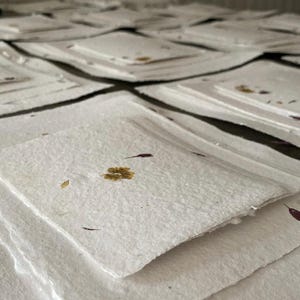 Lot de papier blanc recyclé artisanale avec inclusion florale