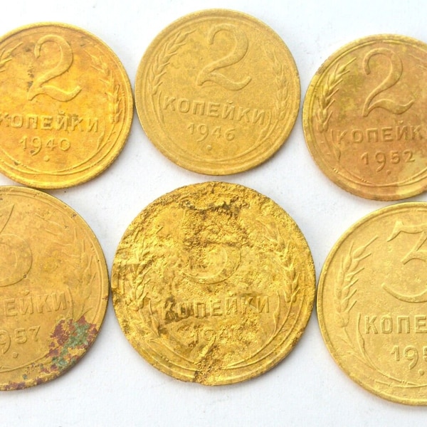 Russia Ussr 2, 3 Kopeks 1940-1957 Old Coins Lot