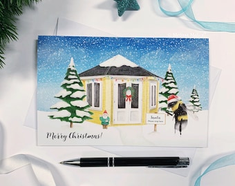 Bee Christmas Card | Santa Please Stop Here Illustrated Scene