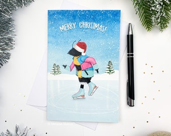 Ice Skating Bee - Illustrated Christmas Card