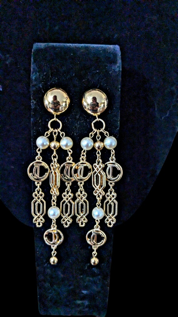 Jimmy Choo Chandelier Gold/Pearl Drop Earrings