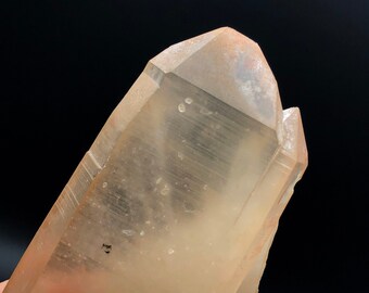 Tangerine Quartz Faden Crystal Morocco, Mineral Specimen, Hematite Included Tabular Terminated Point, Birthday Gift, Flat Tangerine Crystal