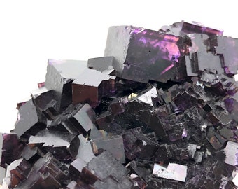 Deep Purple Fluorite Cubes from Cave-In-Rock, Illinois, Annabelle Lee Mine, Crystal Specimen, Collector Minerals, Cleansing Stone